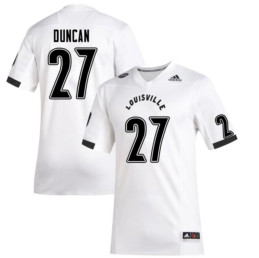 Men #27 Kenderick Duncan Louisville Cardinals College Football Jerseys Sale-White - Click Image to Close